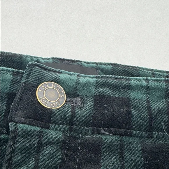 Talbots Holiday Preppy Old Money Tartan Plaid Velveteen Straight Leg Pants - Picture 8 of 16